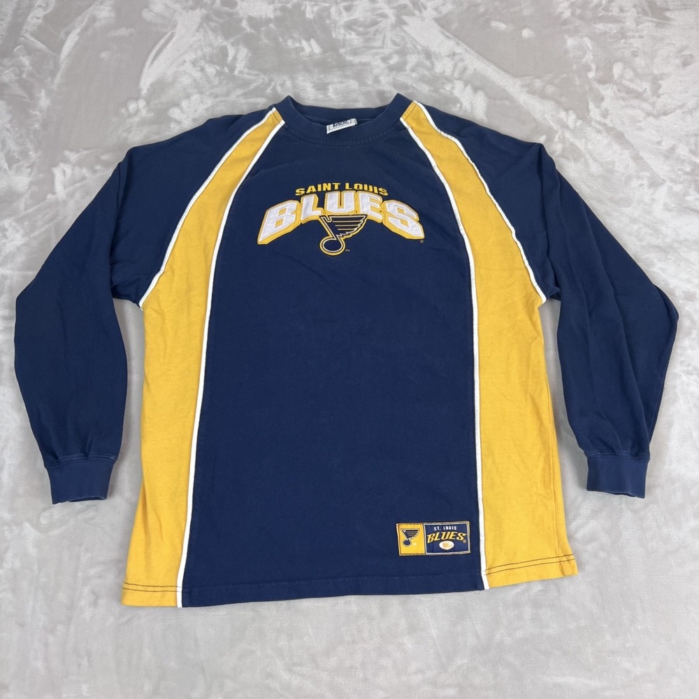 Vintage St Louis Blues Lee Shirt Adult Large Blue Yellow NHL Graphic Retro 90s